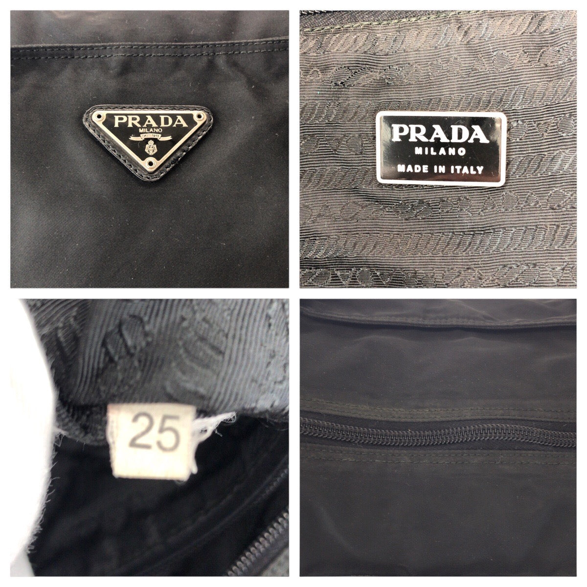 PRADA Shoulder Bag Nylon Black SilverMetal Test Triangle With logo
