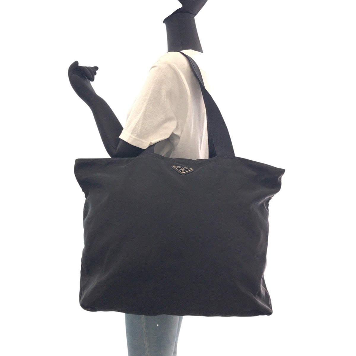 PRADA Shoulder Bag Nylon Black SilverMetal Test Triangle With logo