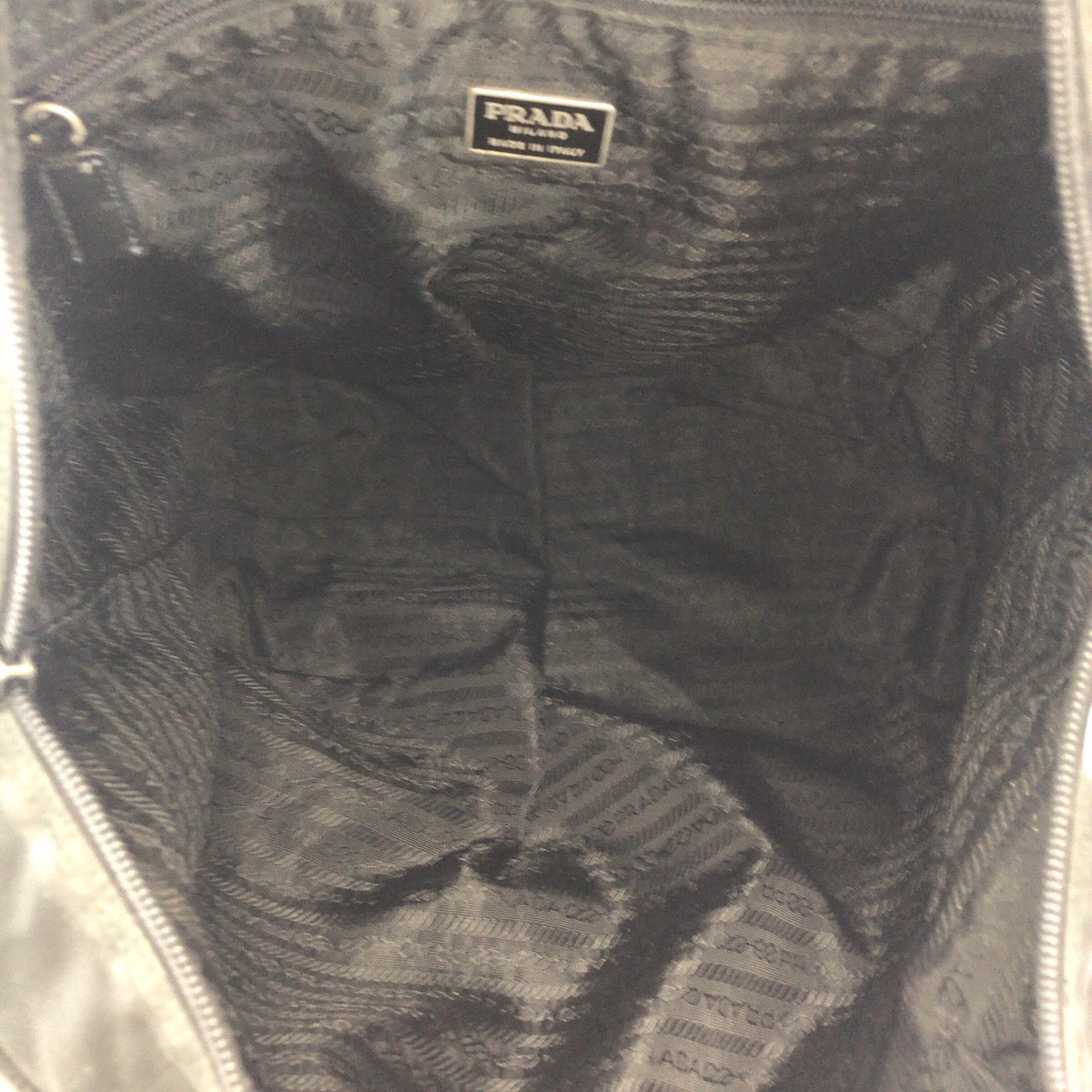 PRADA Shoulder Bag Nylon Black SilverMetal Test Triangle With logo