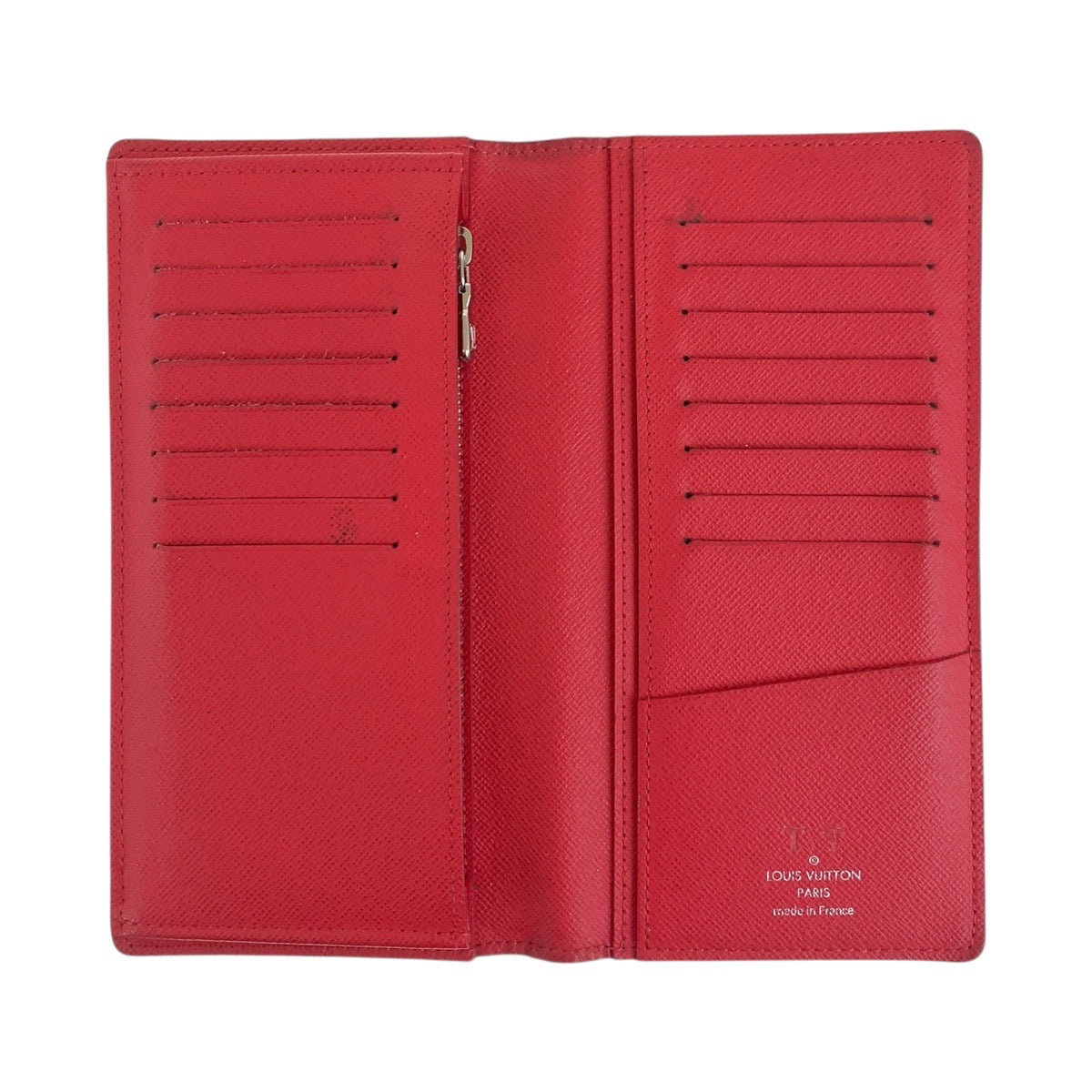 LOUIS VUITTON Long Wallet Purse M63434 leather Blue Marine Navy Red SilverMetal Taiga Portefeuille Braza
