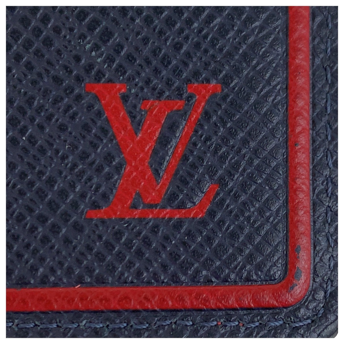 LOUIS VUITTON Long Wallet Purse M63434 leather Blue Marine Navy Red SilverMetal Taiga Portefeuille Braza