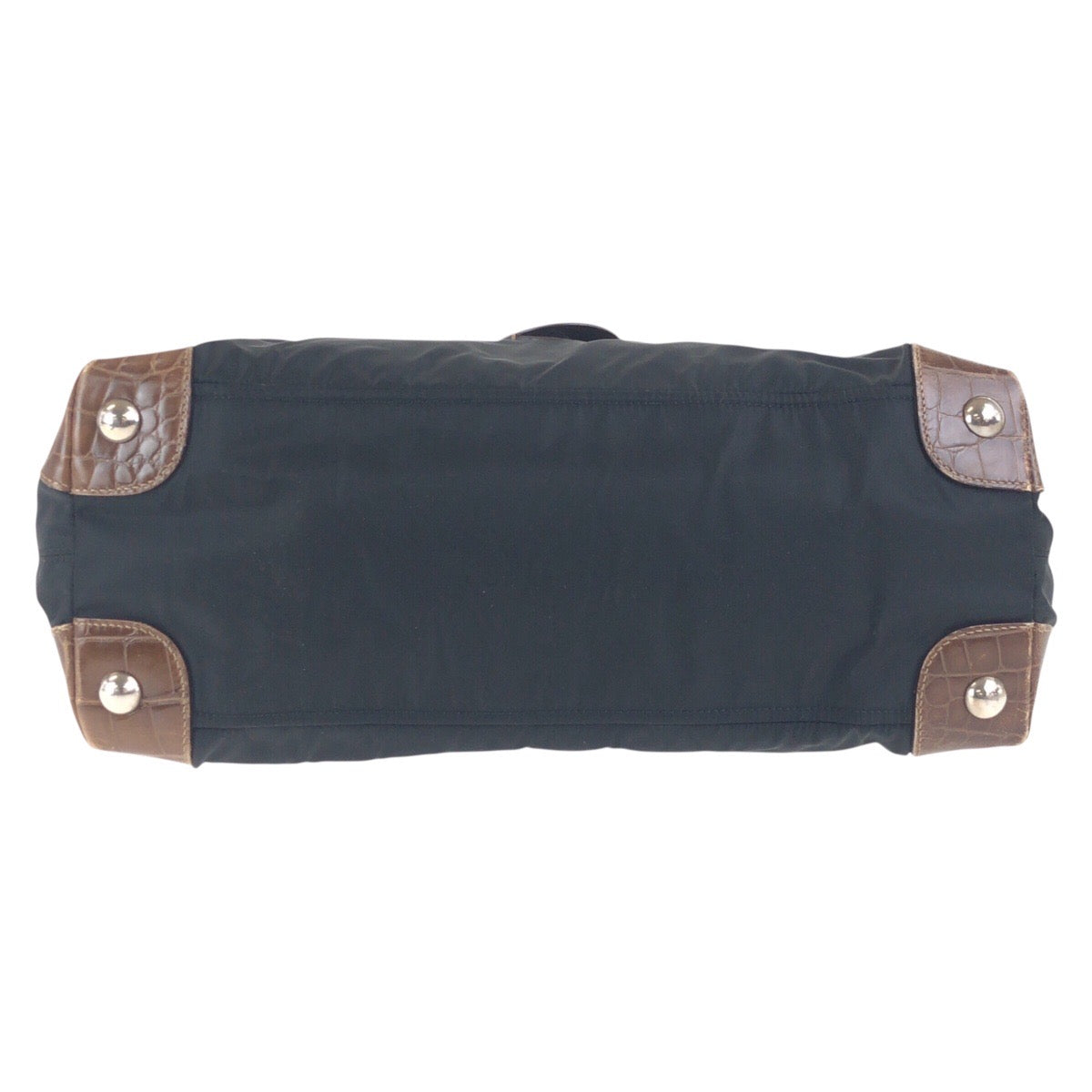 PRADA Shoulder Bag Nylon Black Brown SilverMetal Test Triangle With logo