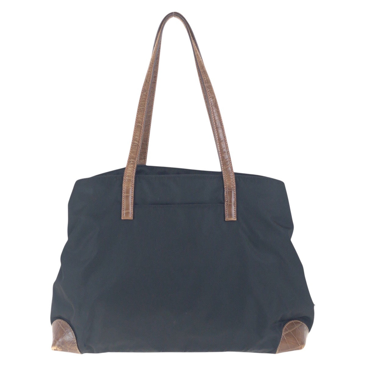 PRADA Shoulder Bag Nylon Black Brown SilverMetal Test Triangle With logo