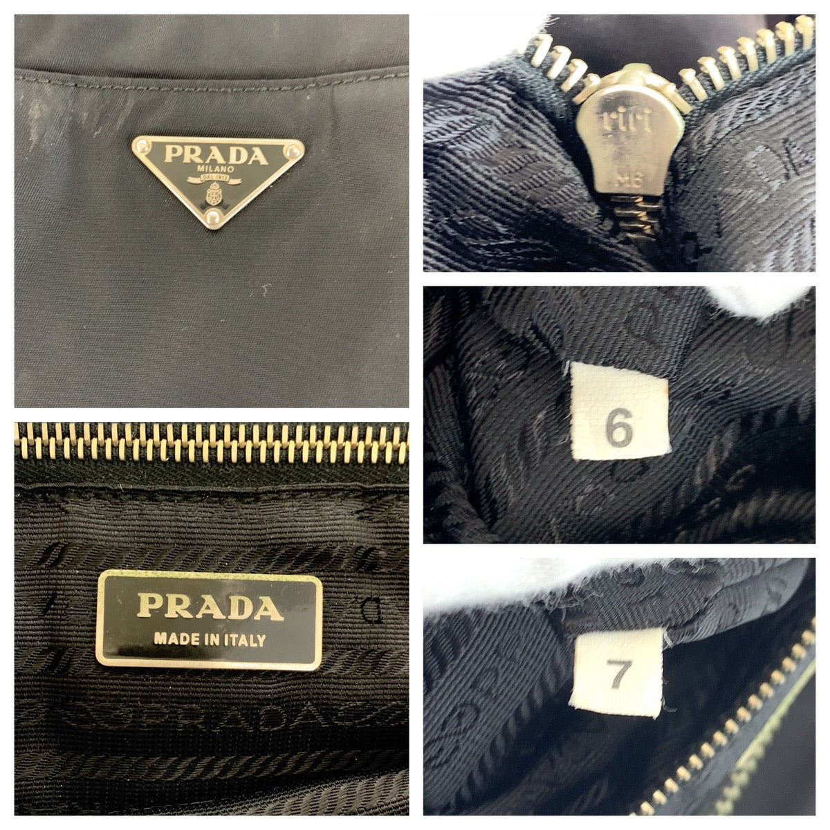 PRADA Shoulder Bag Nylon Black Brown SilverMetal Test Triangle With logo
