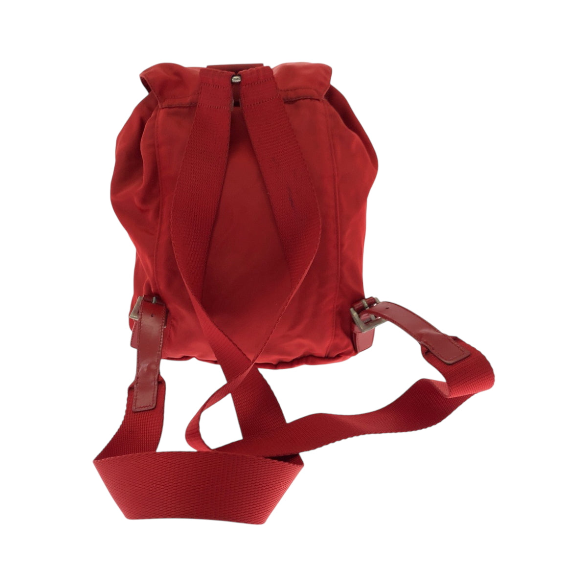 PRADA Backpack Nylon Red Silver Metal Test Triangle With logo
