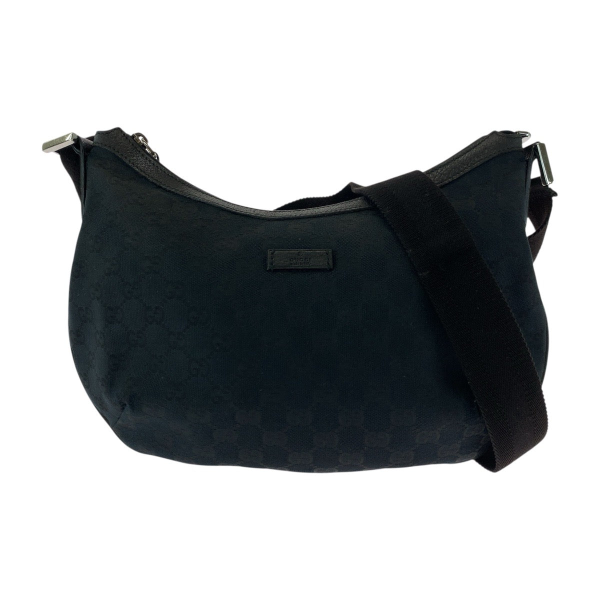 GUCCI Shoulder Bag 181092 GG canvas Black SilverMetal