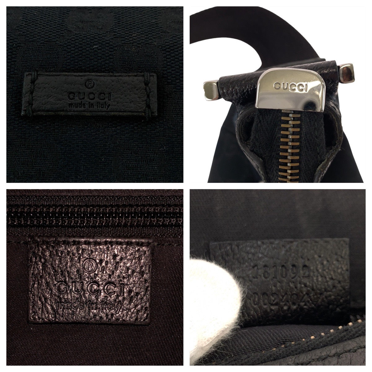 GUCCI Shoulder Bag 181092 GG canvas Black SilverMetal