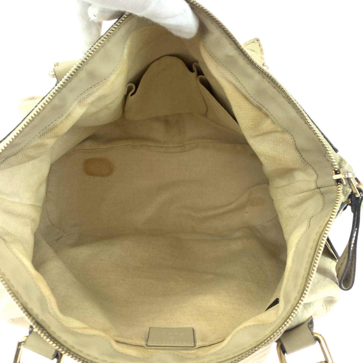 GUCCI Shoulder Bag 247902 leather Ivory Gold Metal Guccisima Sukey
