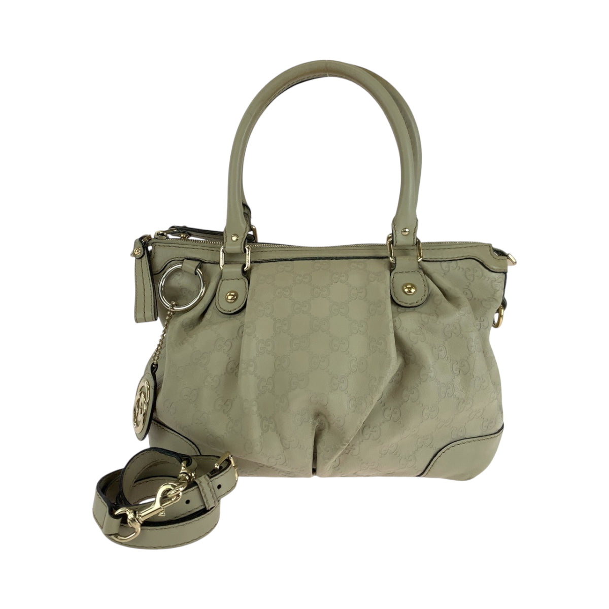 GUCCI Shoulder Bag 247902 leather Ivory Gold Metal Guccisima Sukey