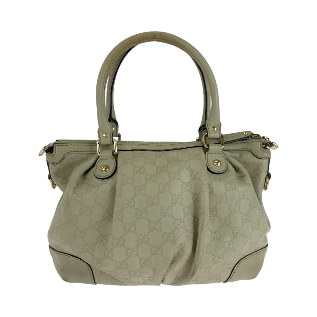 GUCCI Shoulder Bag 247902 leather Ivory Gold Metal Guccisima Sukey