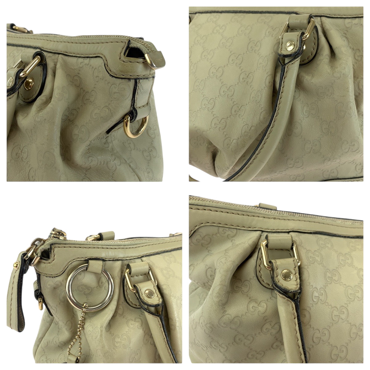 GUCCI Shoulder Bag 247902 leather Ivory Gold Metal Guccisima Sukey