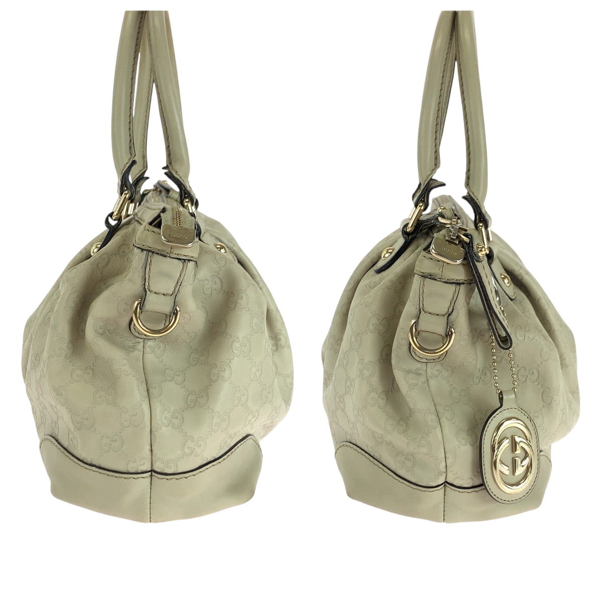 GUCCI Shoulder Bag 247902 leather Ivory Gold Metal Guccisima Sukey