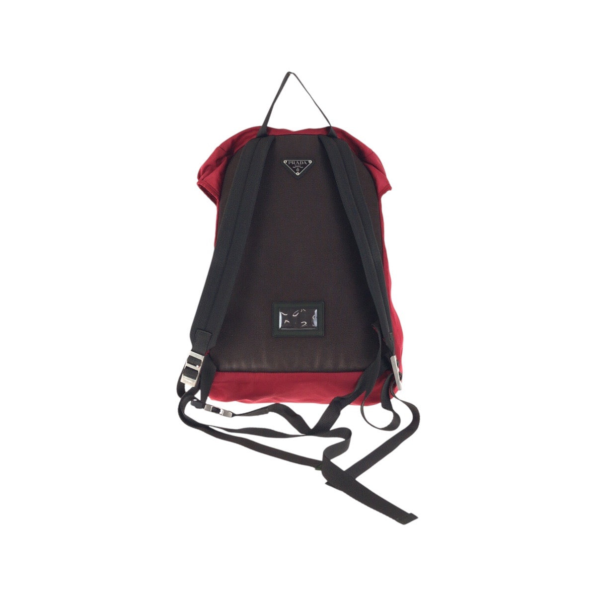 PRADA Backpack Nylon Red Khaki SilverMetal Test Triangle With logo