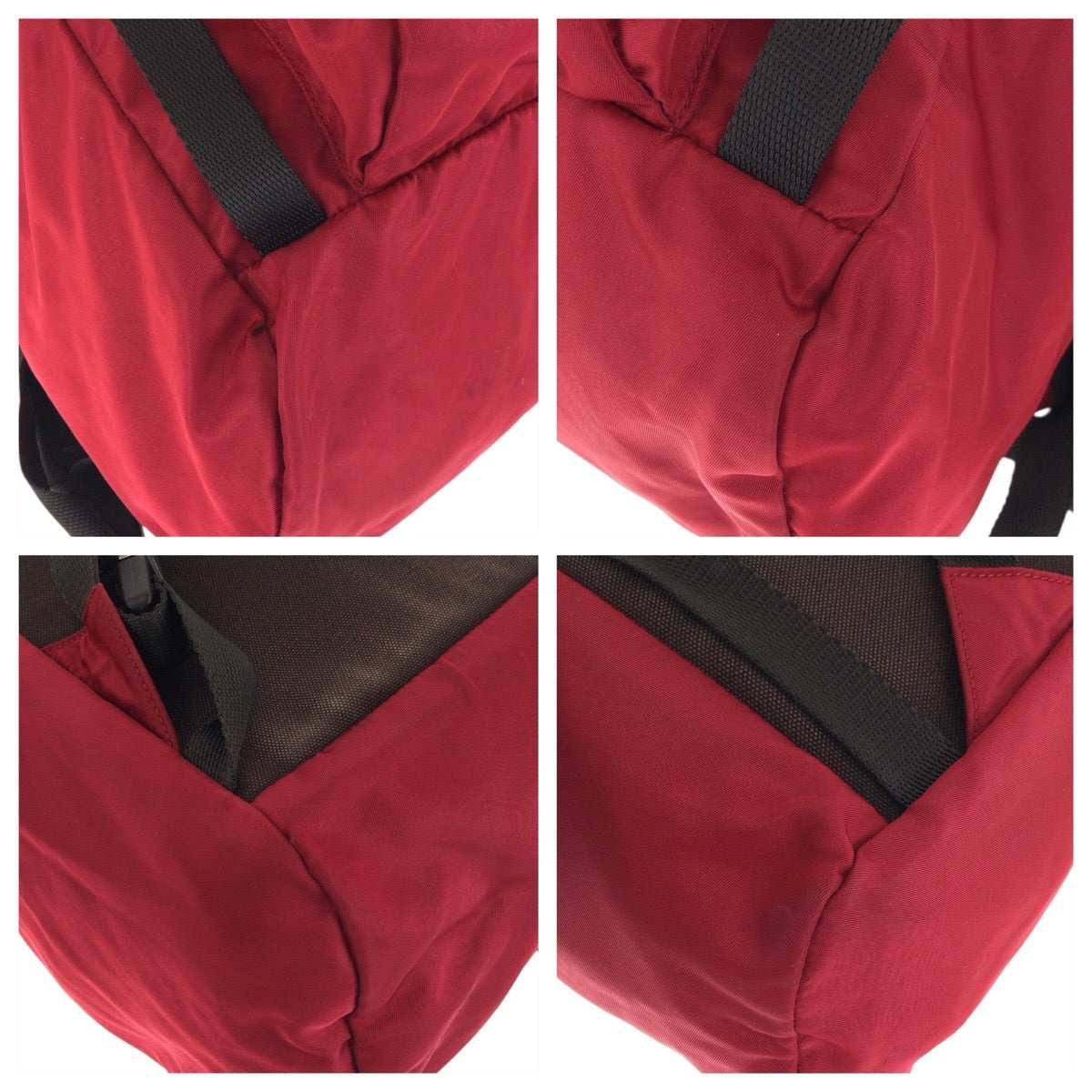 PRADA Backpack Nylon Red Khaki SilverMetal Test Triangle With logo
