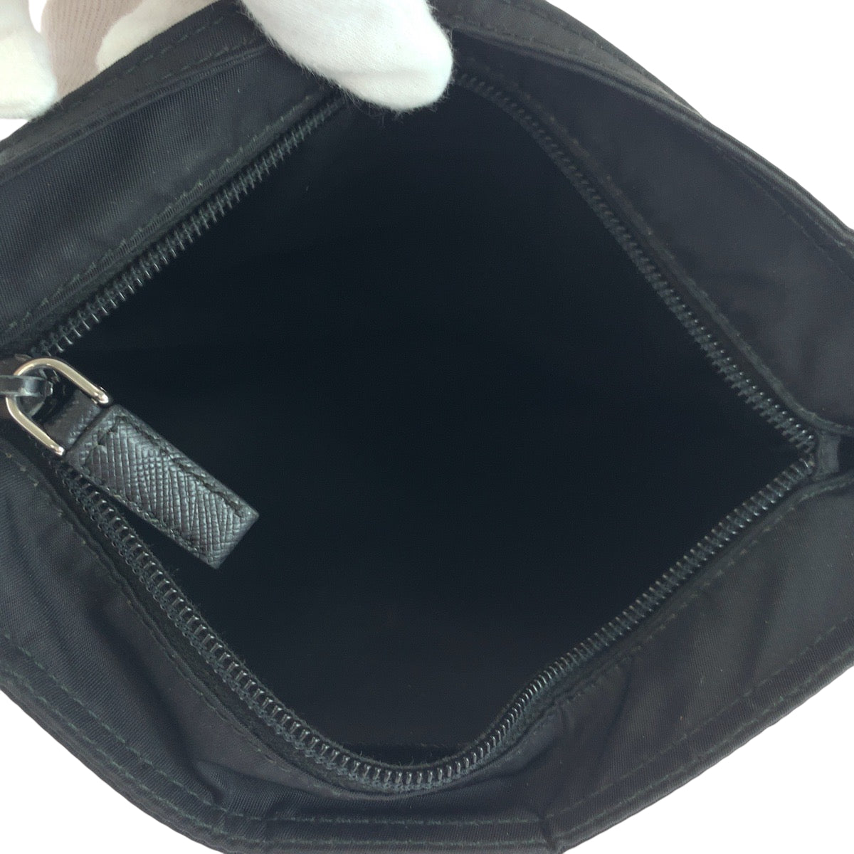 PRADA Shoulder Bag Nylon Black SilverMetal Test Triangle With logo