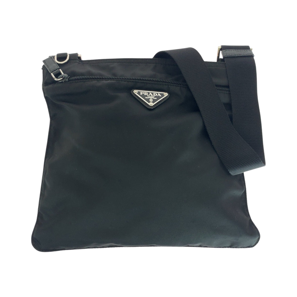 PRADA Shoulder Bag Nylon Black SilverMetal Test Triangle With logo
