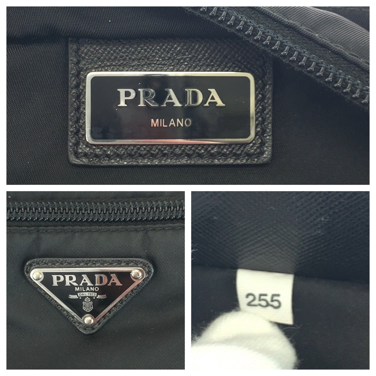PRADA Shoulder Bag Nylon Black SilverMetal Test Triangle With logo