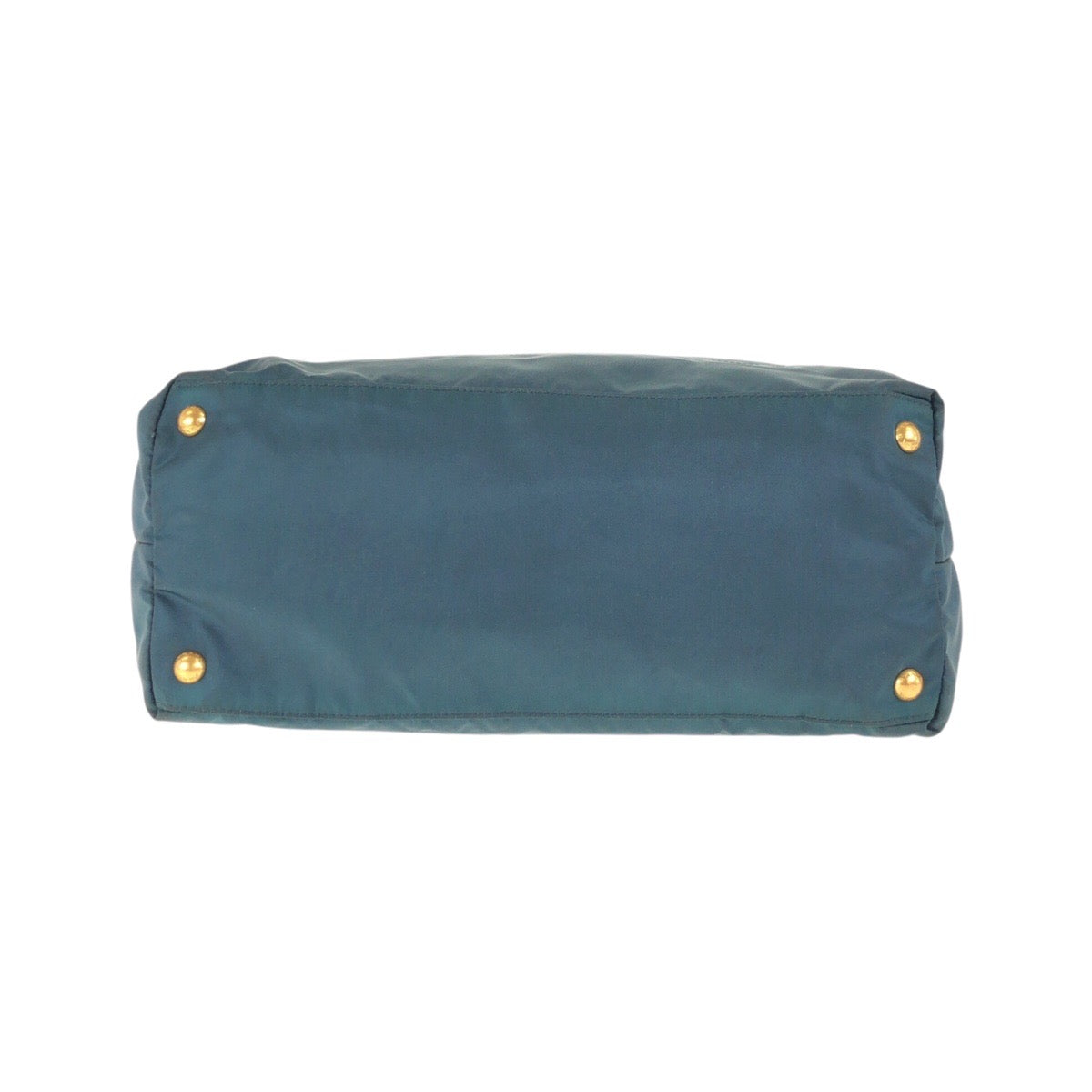 PRADA Tote Bag Nylon Green Navy Gold Metal Test Triangle With logo