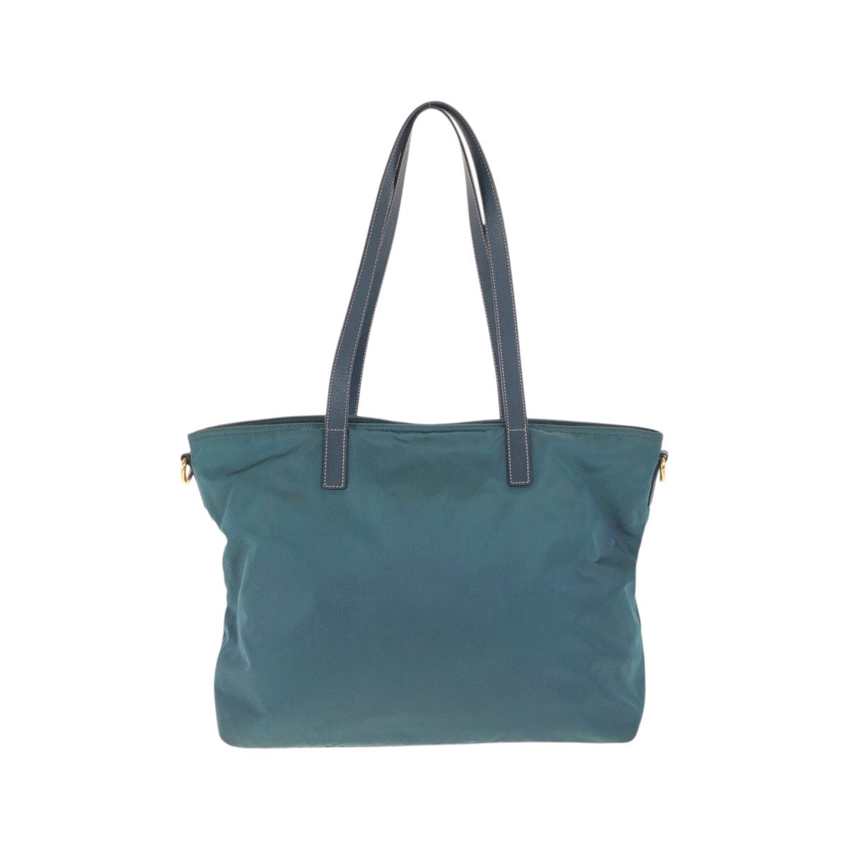 PRADA Tote Bag Nylon Green Navy Gold Metal Test Triangle With logo