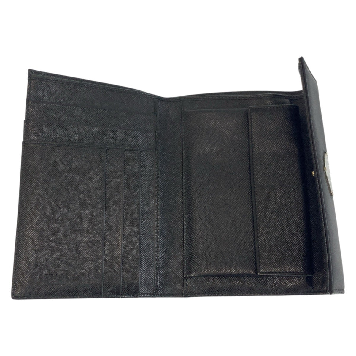 PRADA Tri-fold wallet Nylon Black SilverMetal Test Triangle With logo