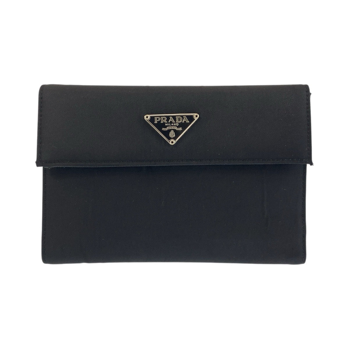 PRADA Tri-fold wallet Nylon Black SilverMetal Test Triangle With logo