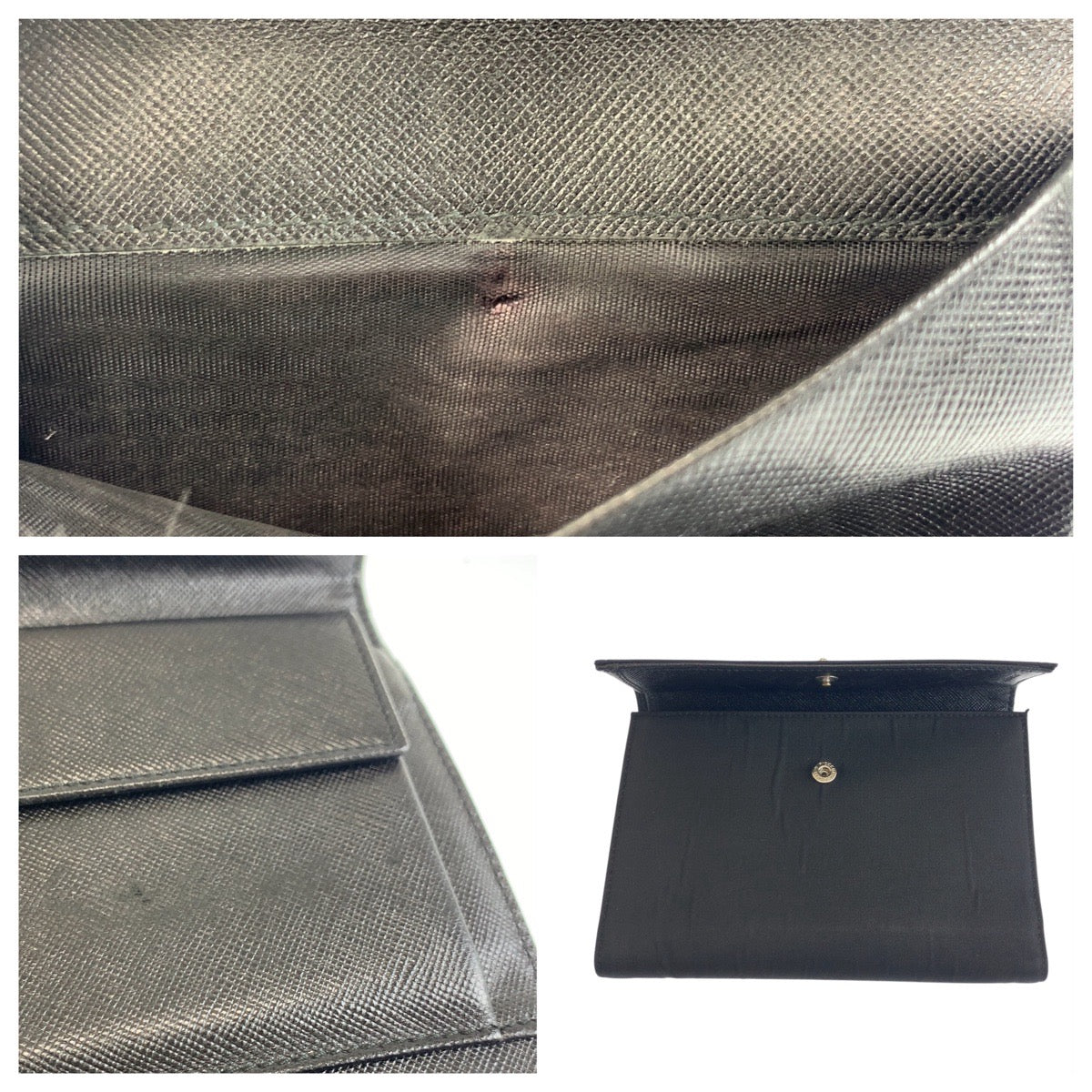 PRADA Tri-fold wallet Nylon Black SilverMetal Test Triangle With logo