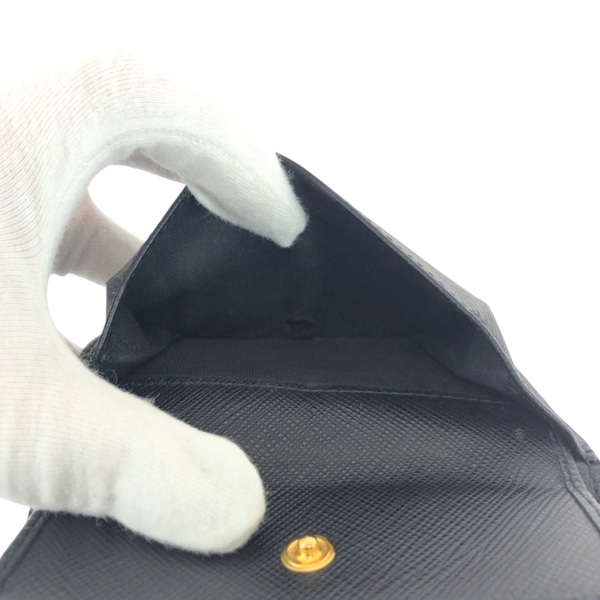 PRADA Bifold Wallet 1MV204 leather Black Black Metal Saffiano Shine logo