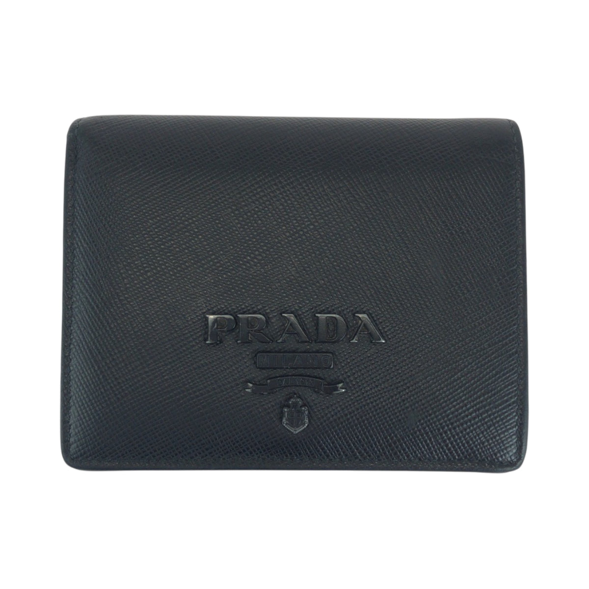 PRADA Bifold Wallet 1MV204 leather Black Black Metal Saffiano Shine logo