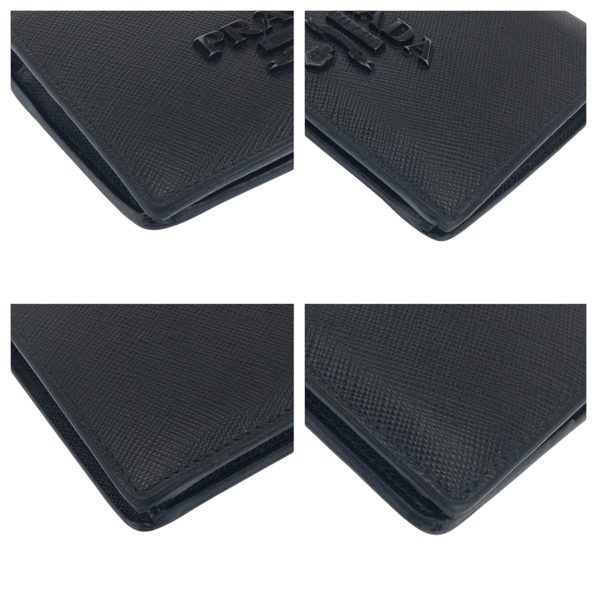 PRADA Bifold Wallet 1MV204 leather Black Black Metal Saffiano Shine logo