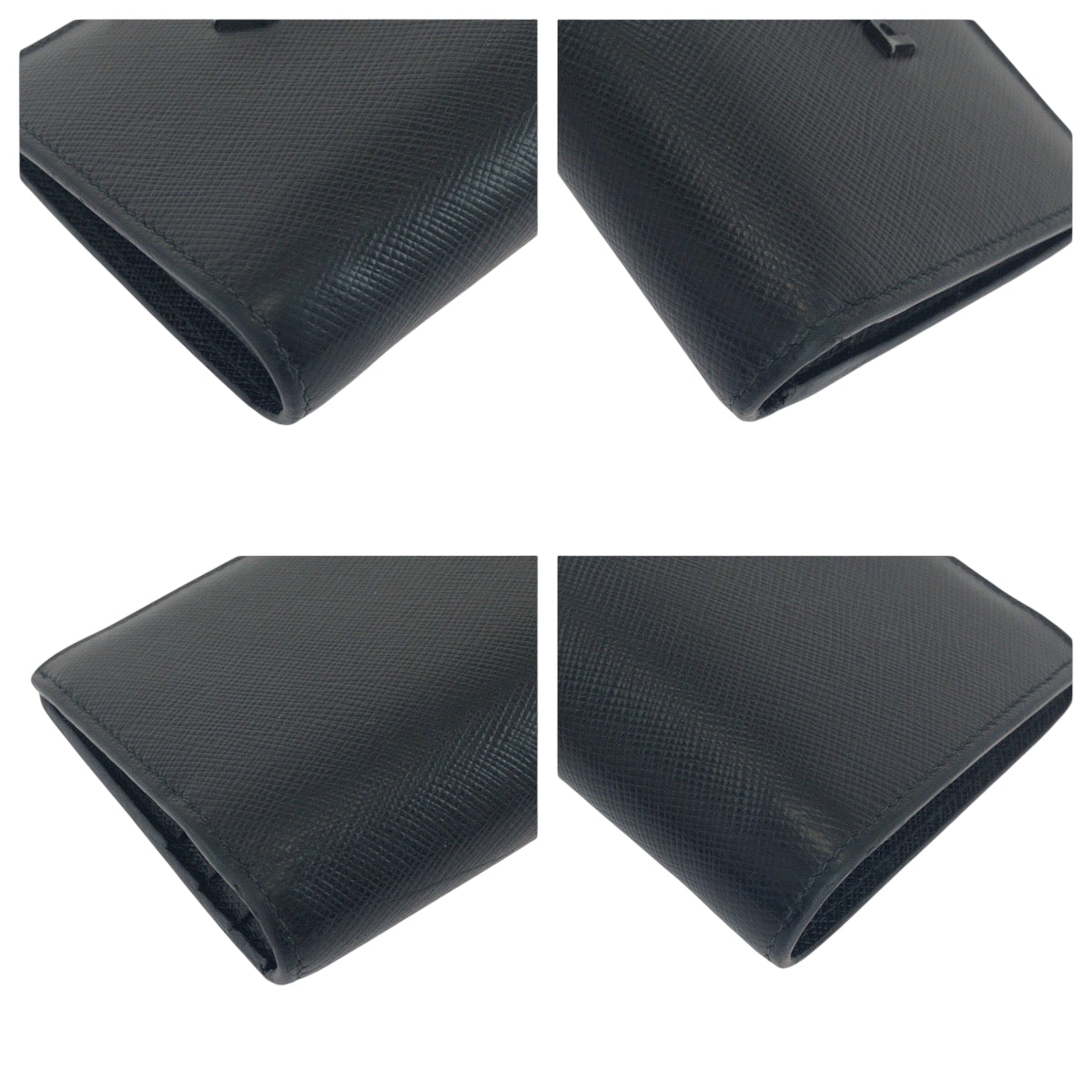 PRADA Bifold Wallet 1MV204 leather Black Black Metal Saffiano Shine logo