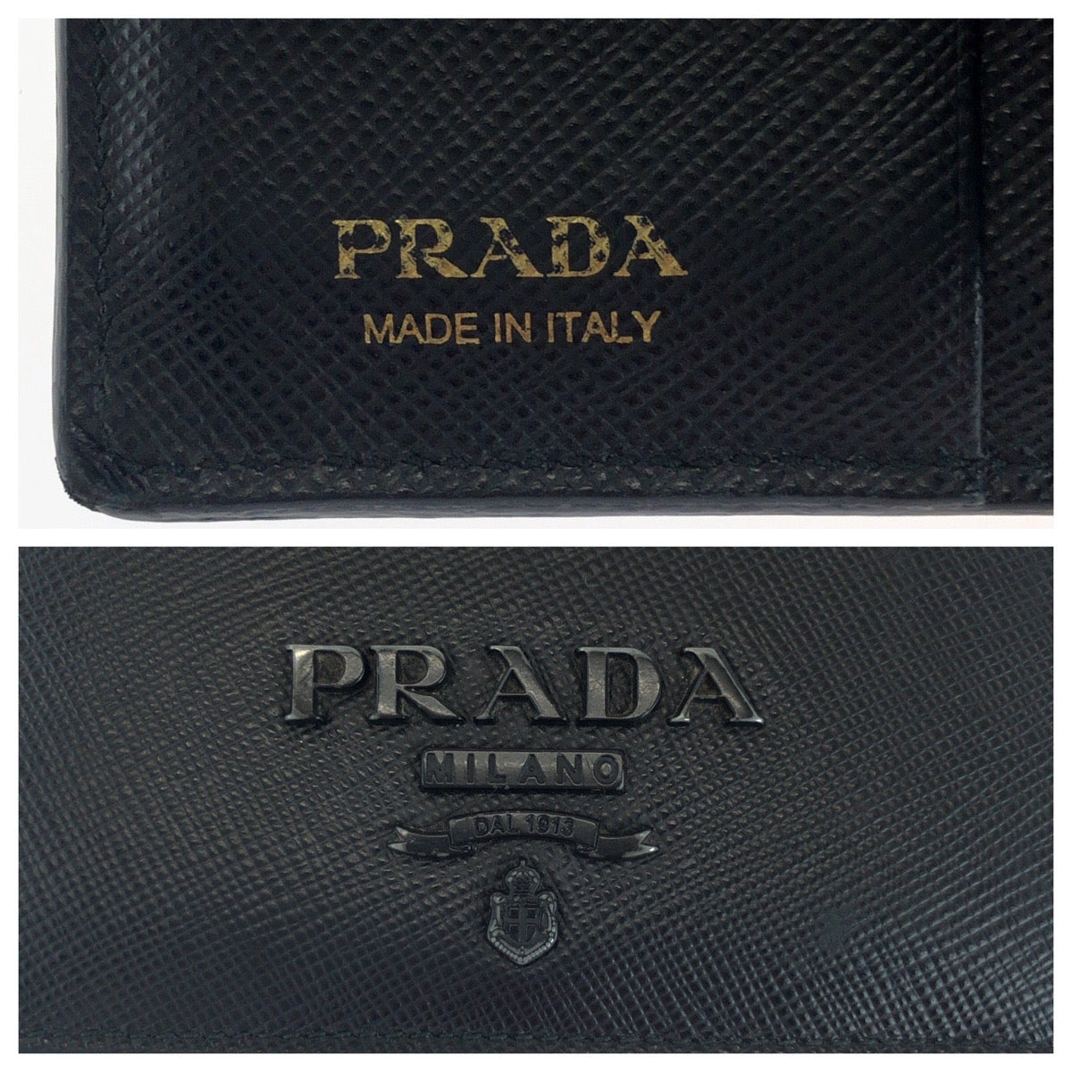 PRADA Bifold Wallet 1MV204 leather Black Black Metal Saffiano Shine logo