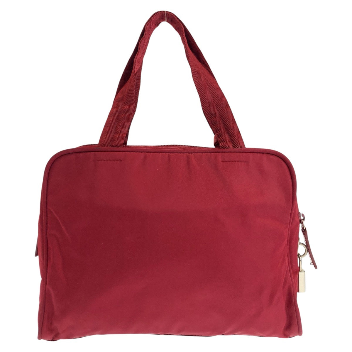 PRADA Tote Bag Nylon Wine Red Bordeaux SilverMetal Test Triangle With logo