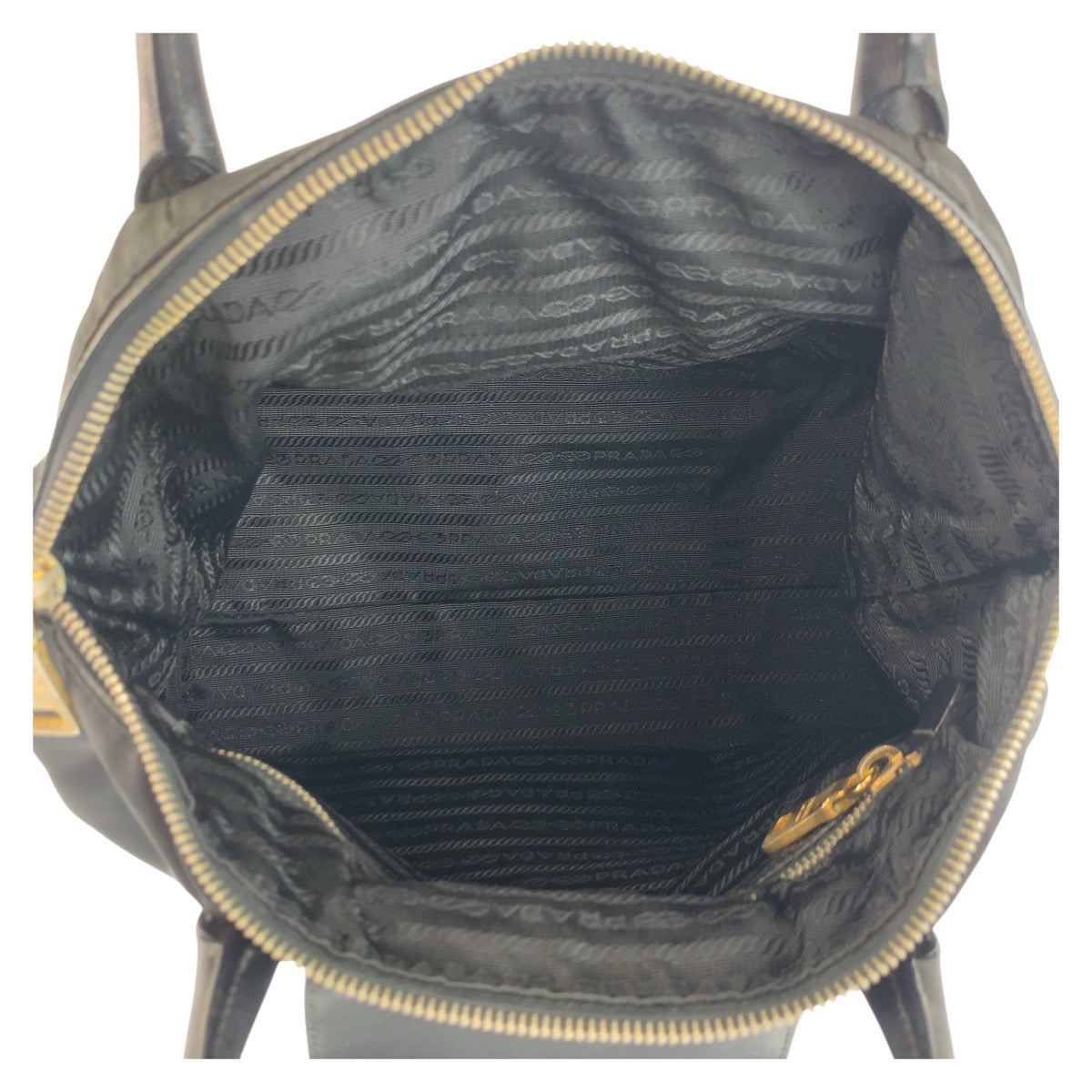 PRADA Tote Bag Nylon Black GoldMetal Test Triangle With logo