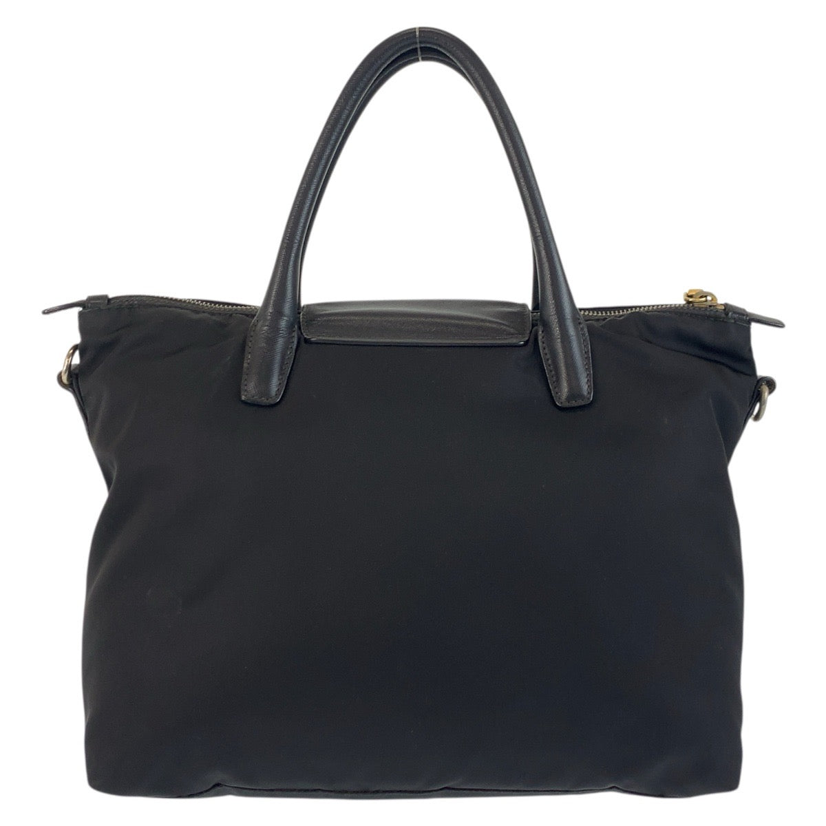 PRADA Tote Bag Nylon Black GoldMetal Test Triangle With logo