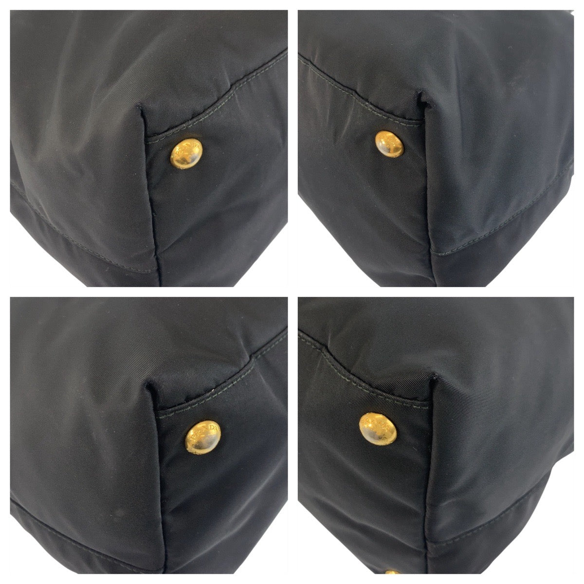 PRADA Tote Bag Nylon Black GoldMetal Test Triangle With logo