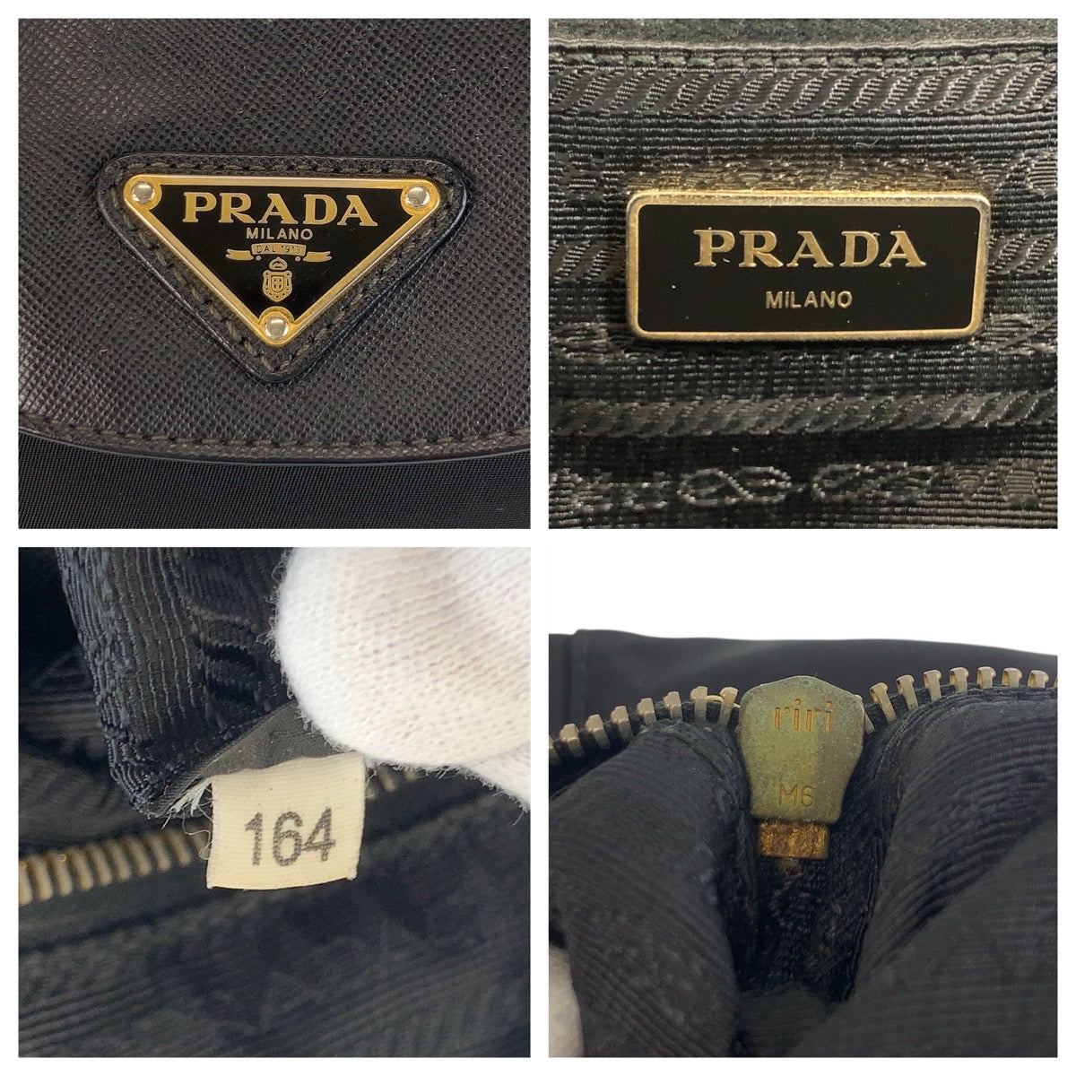 PRADA Tote Bag Nylon Black GoldMetal Test Triangle With logo