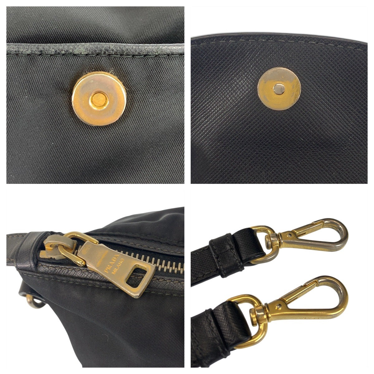 PRADA Tote Bag Nylon Black GoldMetal Test Triangle With logo