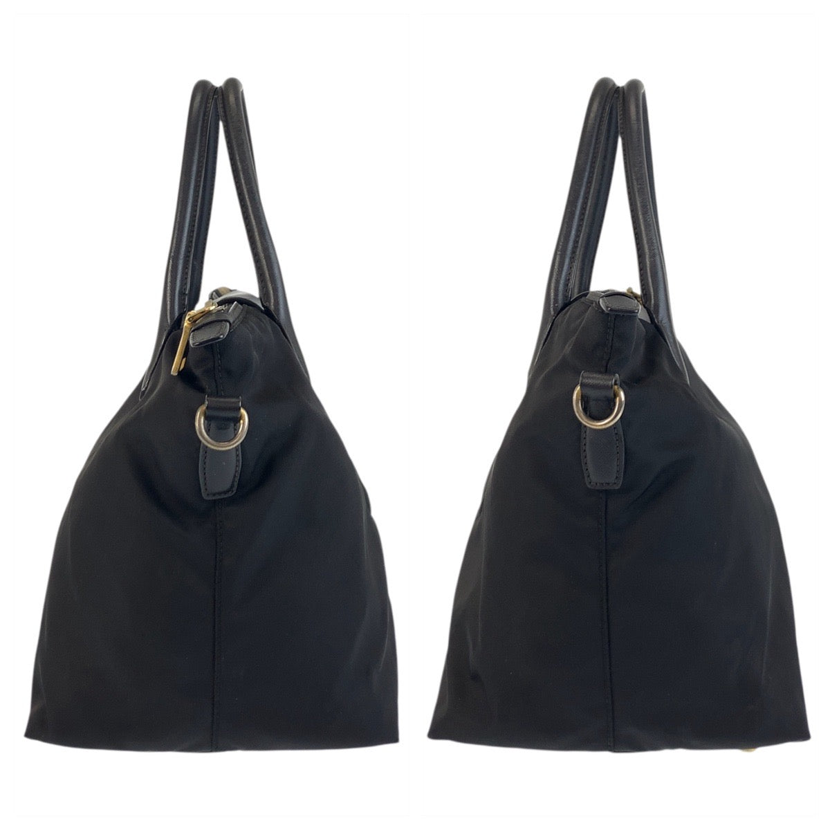 PRADA Tote Bag Nylon Black GoldMetal Test Triangle With logo