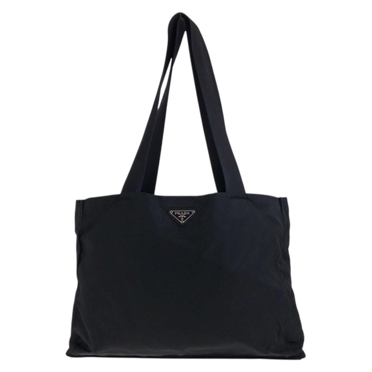 PRADA Tote Bag Nylon Black SilverMetal Test Triangle With logo