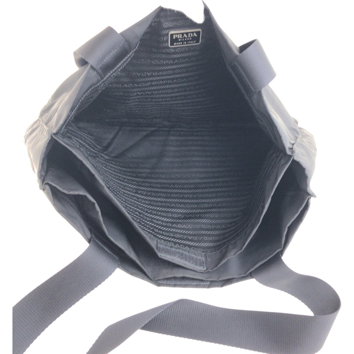 PRADA Tote Bag Nylon Black SilverMetal Test Triangle With logo