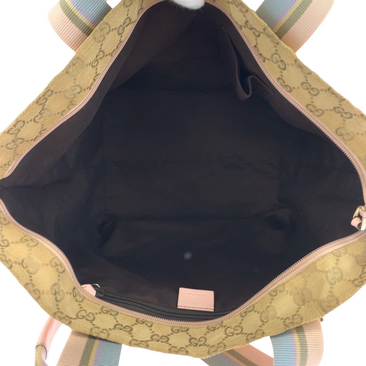 GUCCI Tote Bag 131230 GG canvas Beige Pink Blue Gold Metal