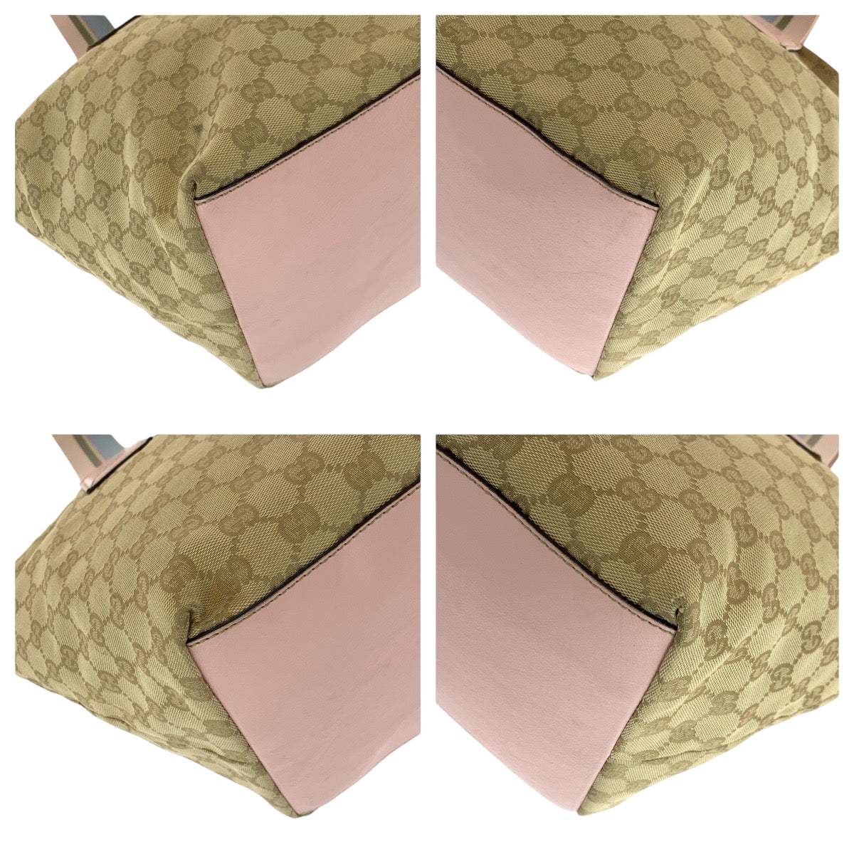 GUCCI Tote Bag 131230 GG canvas Beige Pink Blue Gold Metal