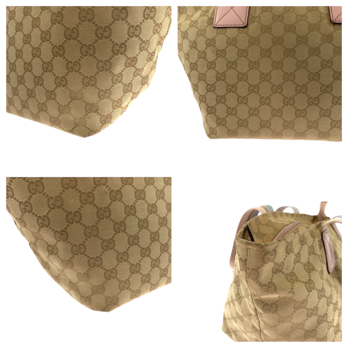 GUCCI Tote Bag 131230 GG canvas Beige Pink Blue Gold Metal