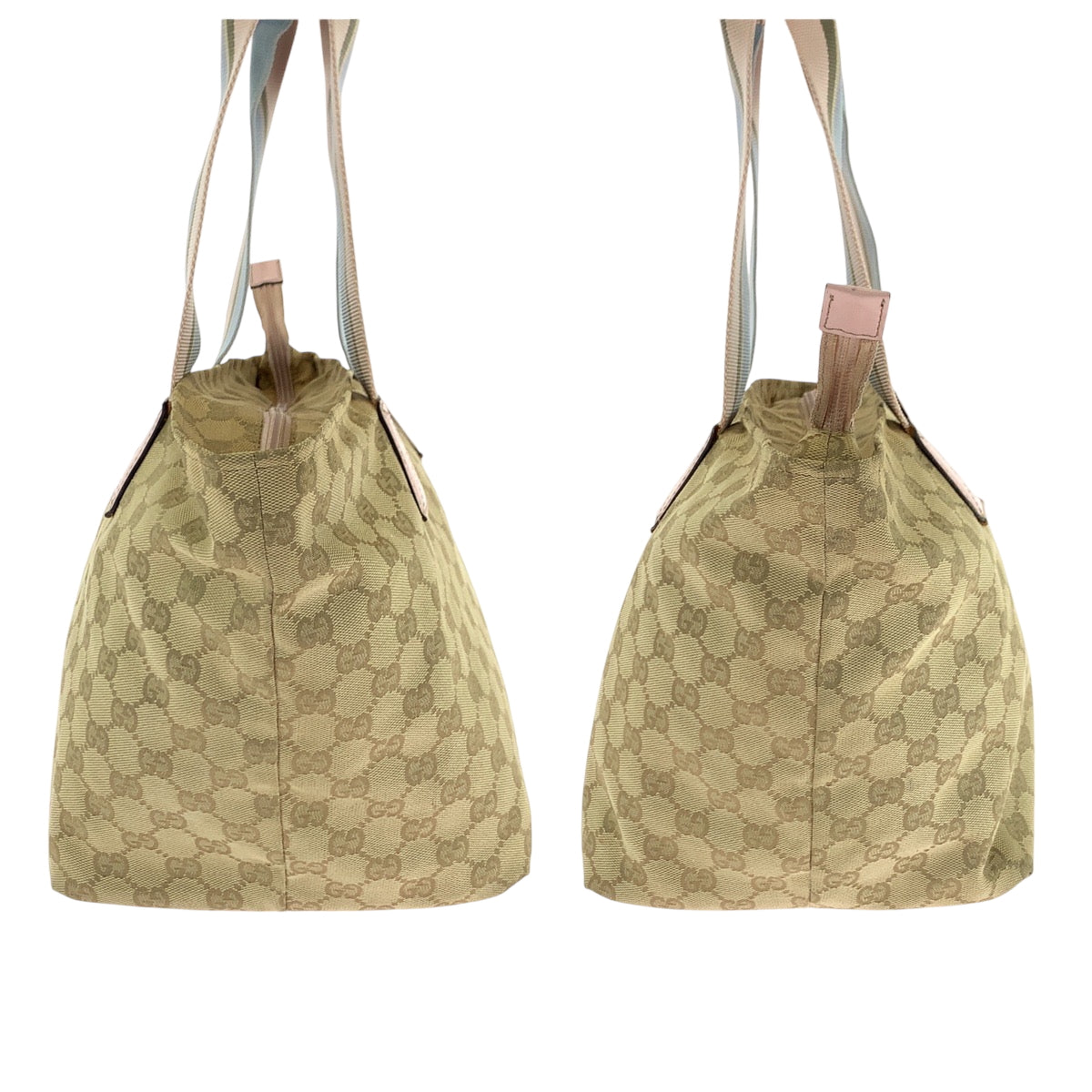 GUCCI Tote Bag 131230 GG canvas Beige Pink Blue Gold Metal