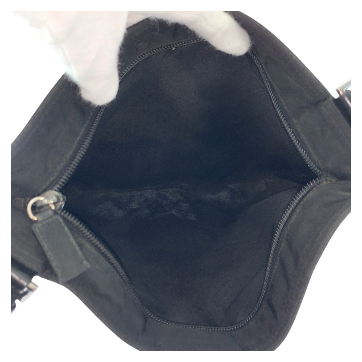 PRADA Shoulder Bag Nylon Black SilverMetal Test Triangle With logo