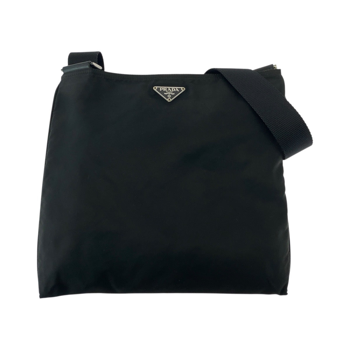 PRADA Shoulder Bag Nylon Black SilverMetal Test Triangle With logo