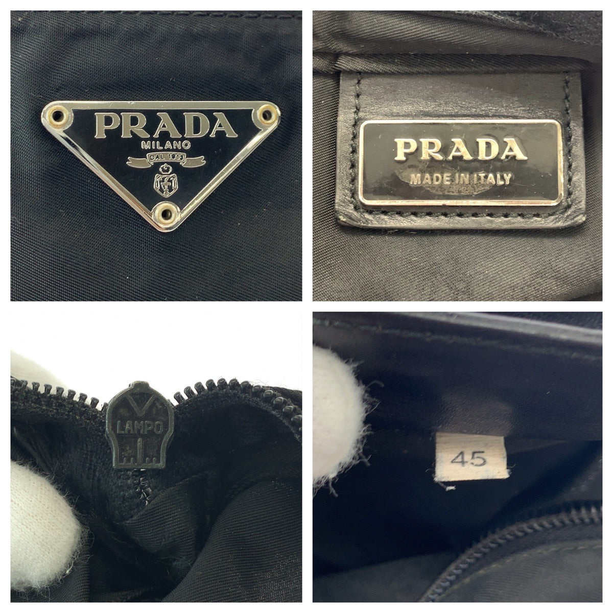 PRADA Shoulder Bag Nylon Black SilverMetal Test Triangle With logo