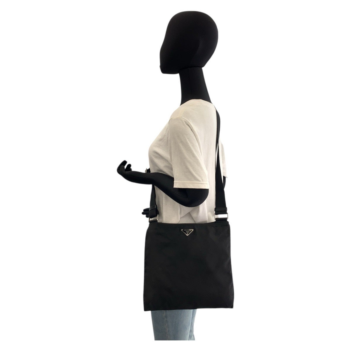 PRADA Shoulder Bag Nylon Black SilverMetal Test Triangle With logo