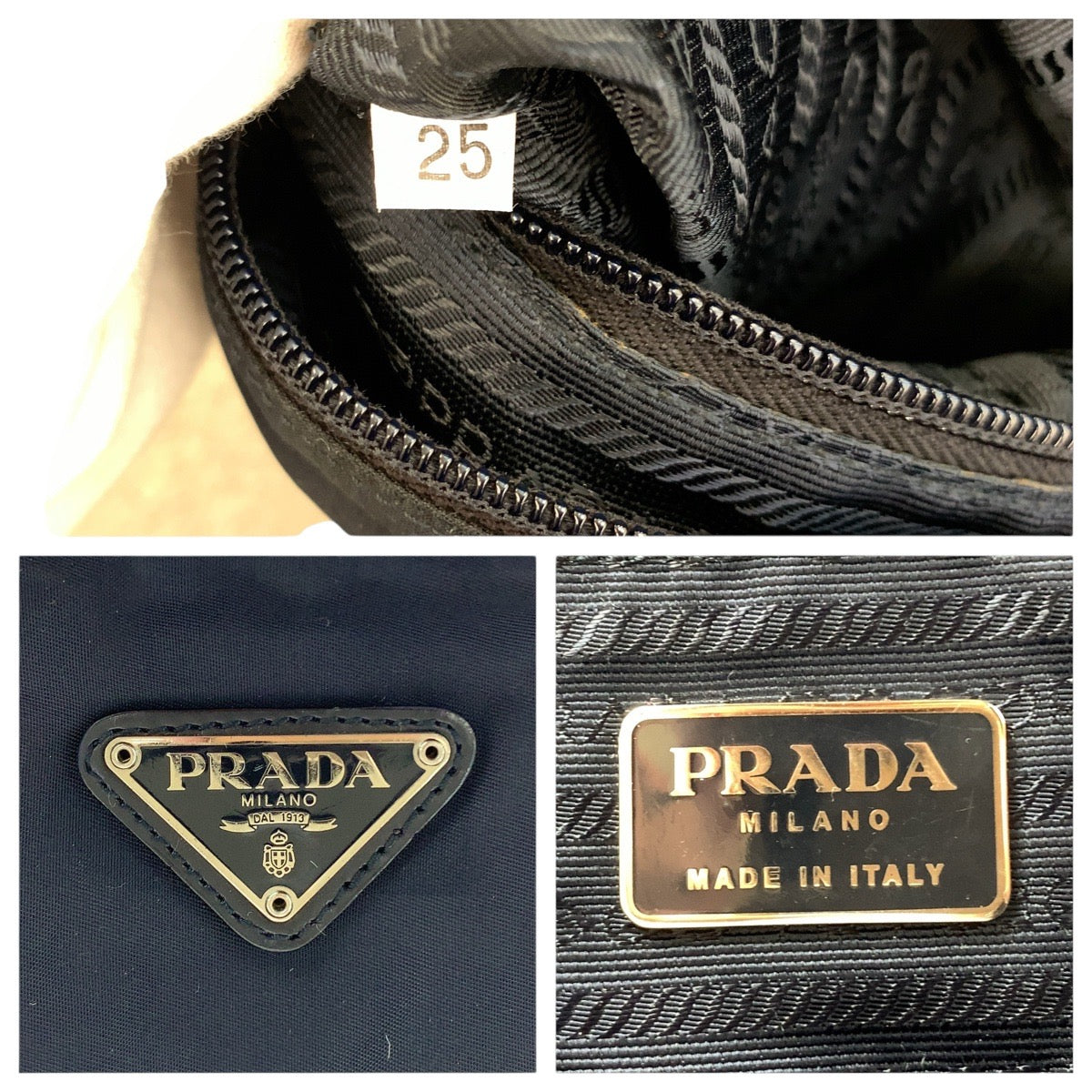 PRADA Tote Bag Nylon Navy SilverMetal Test Triangle With logo
