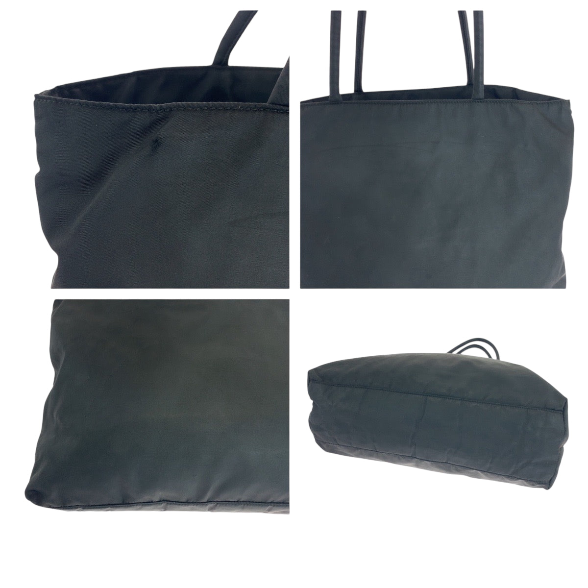 PRADA Tote Bag Nylon Black Silver Metal Test Triangle With logo